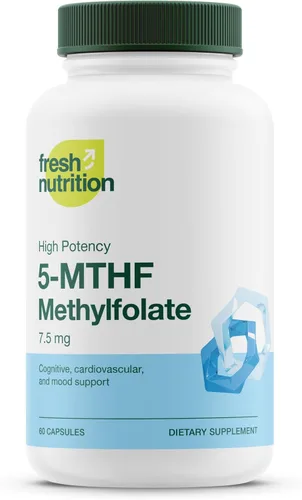 Fresh Nutrition L Metilfolato 7.5mg - Máxima potencia - Biodisponibilidad superior - 5-MTHF metil folato para el estado de ánimo, cognición, 7.5mg