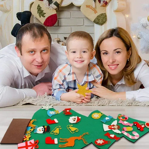 Miniatura 5 de OurWarm Árbol de Navidad de fieltro para niños, árbol de Navidad de 3 pies con 30 adornos de purpurina para niños, regalos de Navidad, decoración