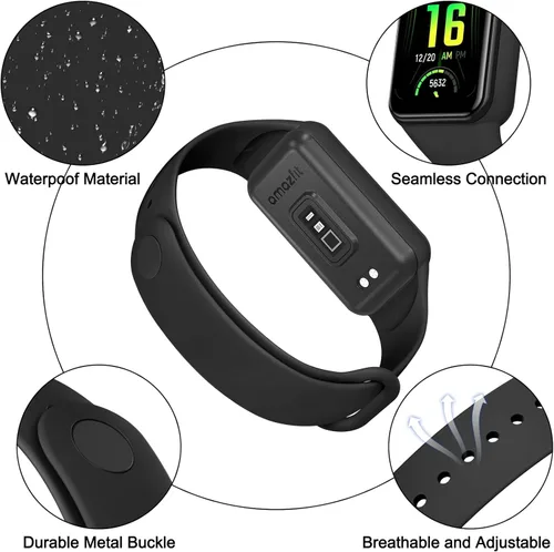 Miniatura 3 de Amzpas Bandas de TPU para Amazfit Band 7 Fitness & Health Tracker, paquete de 3 pulseras suaves y transpirables, correa deportiva de repuesto