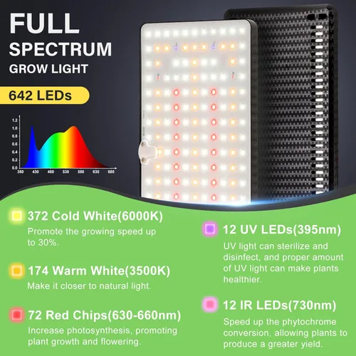 Miniatura 3 de Luces de cultivo LBW 2024 para plantas de interior con soporte, 642 LEDs de espectro completo, lámpara de planta de pie alta, lámpara de planta alta