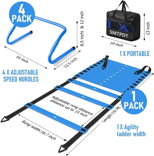 Miniatura 2 de Agility Ladder,Soccer Training Equipment Set,20ft Speed Ladder,4 Agility Hurdles,Football Basketball Training Equipment,Football Accessories for