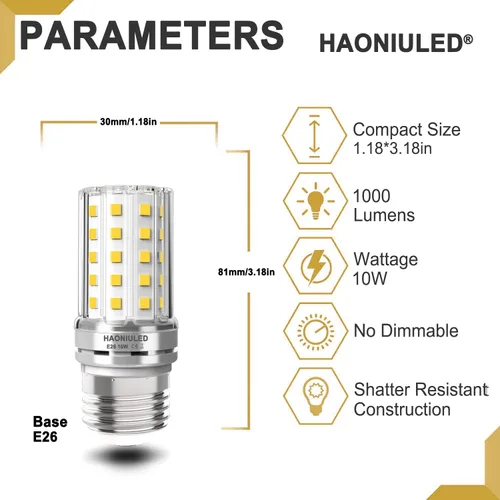 Miniatura 2 de Bombilla LED E26 equivalente a 100 W, 4000 K blanco natural, 1000 lúmenes, bombillas LED no regulables de 10 W, bombillas LED para ventilador