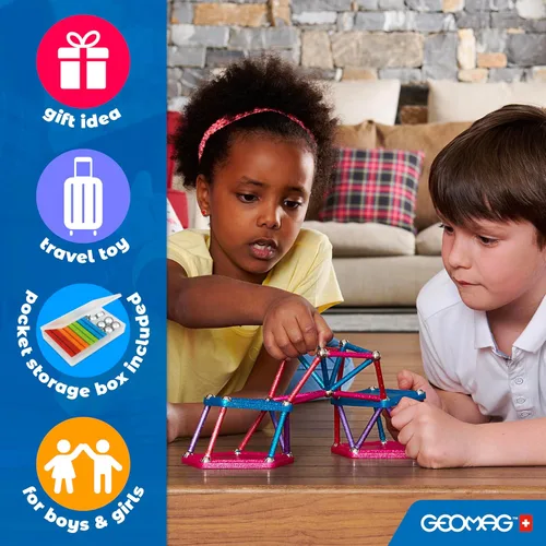 Miniatura 7 de Geomag Supercolor Juguetes Magnéticos para Niños de 5+ Años, 35 Piezas de Imanes Educativos STEM para Niños - Bloques Magnéticos Hechos en Suiza