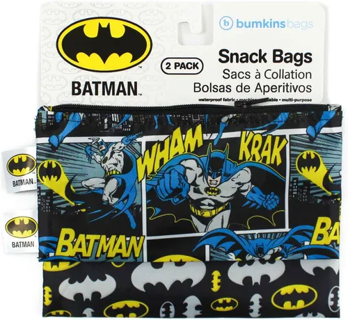 Miniatura 6 de Bumkins - Bolsas reutilizables para snacks, para almuerzo escolar de niños y porciones para adultos, tela lavable, bolsa con cierre de tela