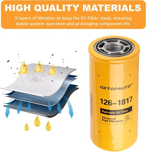 Miniatura 7 de GETOPAUTO 126-1817 465-6505 Elemento de filtro hidráulico compatible con Caterpillar 836G 836H 836K Compactor 416E 420D Retroexcavadora, reemplaza