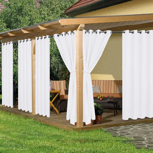 Miniatura 17 de HolidayIdeas Cortinas impermeables para patio, 4 paneles, 54 x 84 pulgadas, protección de privacidad y filtrado de luz, cortinas exteriores con Negro