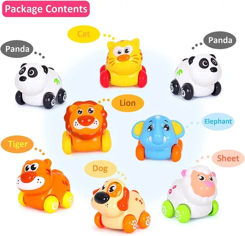 Miniatura 3 de Liberty Imports Juego de 8 piezas de animales de dibujos animados de juguete de fricción para bebés y niños pequeños Lindos mini vehículos