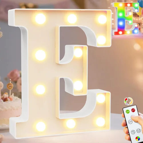 Miniatura 72 de Pooqla Letras con luces LED de marquesina, letras decorativas iluminadas en blanco cálido y blanco frío, letras del alfabeto iluminadas para niños