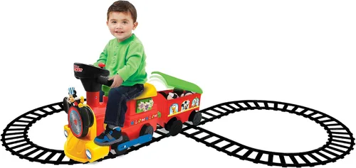 Miniatura 5 de Kiddieland Toys Limited - Mickey Choo, alimentado por batería, de 12 meses a 36 meses con Caboose & Tracks Ride On, los colores reflejantes pueden