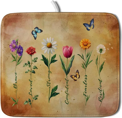 Miniatura 13 de Tapete de secado de platos de cabaña rústica, tapete escurridor de vida silvestre de oso del bosque, alce, 18 x 24 pulgadas, almohadilla escurridor
