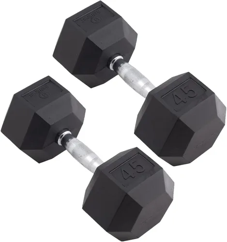 Miniatura 14 de Body Sport Mancuernas hexagonales con revestimiento de goma, par de mancuernas para ejercicios, equipo de entrenamiento de fuerza, accesorios