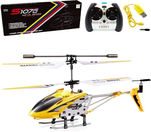 Cheerwing S107/S107G Phantom 3.5 canales, minihelicóptero RC con giroscopio, Amarillo