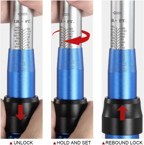 Miniatura 6 de BULLTOOLS Juego de llaves dinamométricas de clic de 1/2 pulgada, llave dinamométrica ajustable de 90 dientes de doble dirección con hebilla Unidad