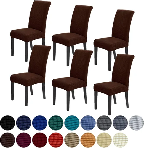 Miniatura 68 de Juego de 6 fundas elásticas para sillas de comedor, fundas para sillas de comedor lavables y removibles, fundas para sillas de comedor protectoras