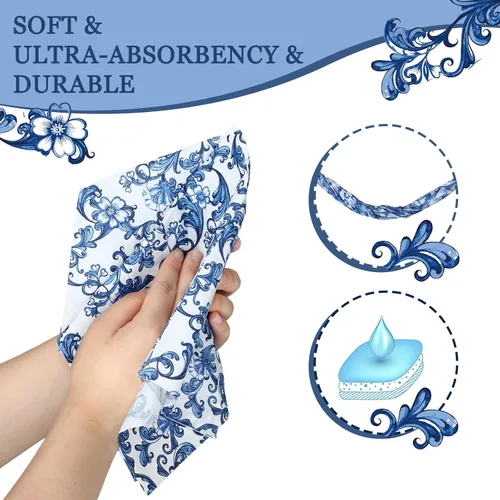 Miniatura 5 de Estune 200 servilletas de 2 capas desechables de papel con flores de papel para cena, servilletas de mano para baño, tocador, boda, vacaciones