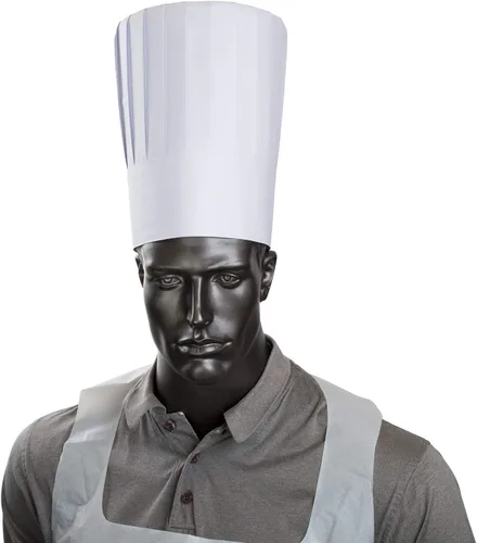 Miniatura 2 de Sombrero de chef plisado de 10 pulgadas de alto en blanco