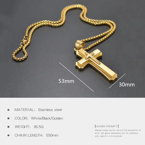 Miniatura 3 de OLEVS Collar con colgante de cruz para hombre, collar grande con colgante de cruz de acero inoxidable para hombres y mujeres