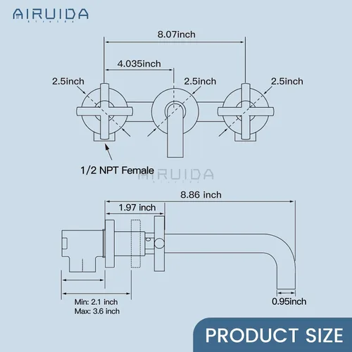 Miniatura 8 de Airuida Grifo de baño de latón macizo con boquilla giratoria 360, grifo mezclador de lavabo con válvula áspera y asas cruzadas dobles de latón