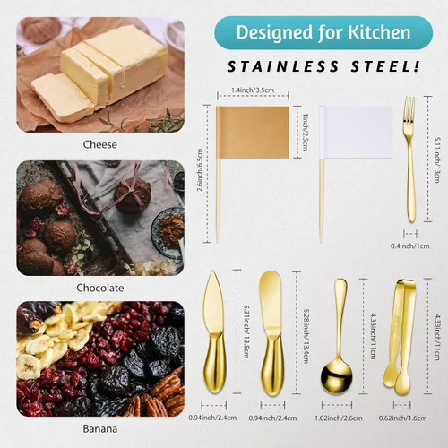 Miniatura 2 de Patelai Accesorios para tabla de charcutería, juego de cuchillos esparcidores de queso, utensilios de charcutería, cuchillo de mantequilla, mini