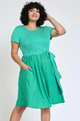 Miniatura 5 de Eloges - Vestido midi de manga corta en contraste para mujer con bolsillos S-3X Plus