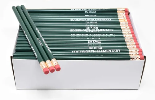 Miniatura 17 de Pencil Guy Lápices redondos negros mate impresos personalizados, 500 por caja, color negro mate