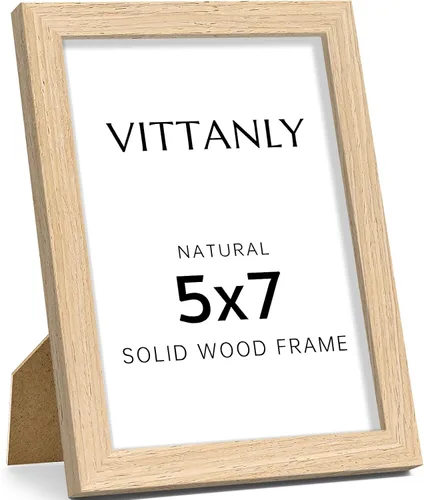 Miniatura 52 de Vittanly - Marco de fotos de 4 x 6 pulgadas de madera maciza con plexiglás, incluye paspartú de 3,5 x 5, para colgar en la pared o poner sobre una