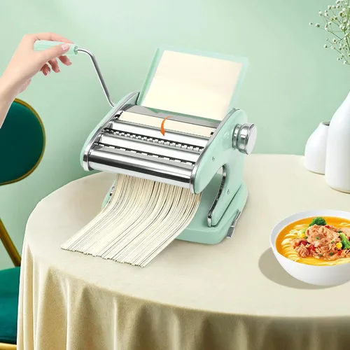 Miniatura 7 de Máquina para hacer pasta, hecho en casa, de acero inoxidable, con 6 ajustes de grosor ajustables, cortador de fideos resistente para espaguetis