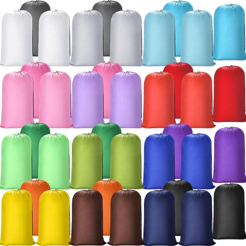 Sanwuta 40 bolsas de lavandería grandes de 38 x 24 pulgadas, bolsas de lavandería de viaje a granel con cierre de cordón, lavables, resistentes para