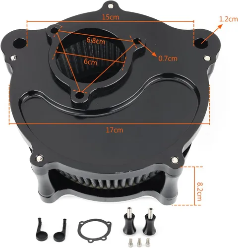 Miniatura 2 de Filtros de filtro de aire para motocicleta, kit de filtro de aire estilo calavera, apto para Harley FLHR Road King FLHX Street Glide FLTRX Road