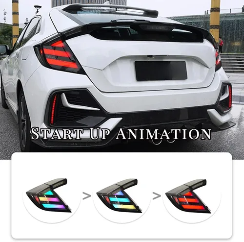 Miniatura 7 de HCmotion Conjunto de luces traseras LED para Honda Civic 10Th Gen Hatchback Tipo R FK7 FK8 2016-2021 con señal secuencial, animación LED DRL Start