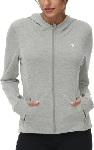 Miniatura 38 de TBMPOY Chaquetas con capucha y protección solar UPF 50+ para mujer, ligeras, de manga larga, para senderismo, exteriores, con cremallera completa