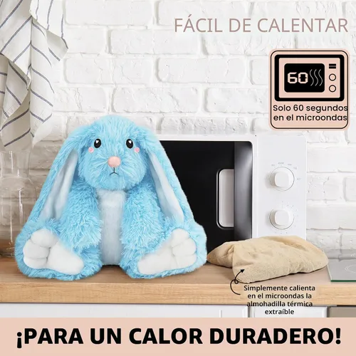 Miniatura 6 de Happy Fuel - Peluche de conejo para microondas, almohadilla térmica sin perfume de 1.5 libras, juguete suave y acogedor para relajación y comodidad