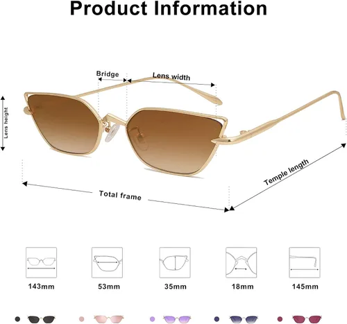 Miniatura 4 de SOJOS Gafas de sol pequeñas Cateye Moda Estrecha Diversión Moda Rectángulo Sunnies SJ1127