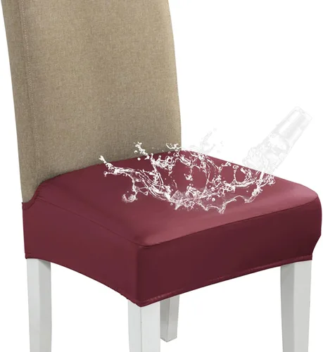 Miniatura 14 de CALBODE Juego de 4 fundas de asiento impermeables para sillas de comedor con funda elástica de tela jacquard, fundas extraíbles y lavables