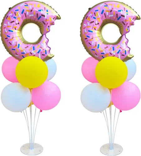 Miniatura 7 de Kit de soporte de globos de mesa de sirena, 2 juegos con 2 globos de aluminio de conchas marinas, 14 globos de látex azul púrpura para cumpleaños