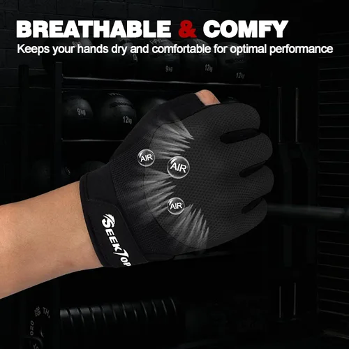 Miniatura 7 de Seektop Guantes de entrenamiento transpirables para mujeres y hombres, guantes gruesos acolchados para levantamiento de pesas, protección completa