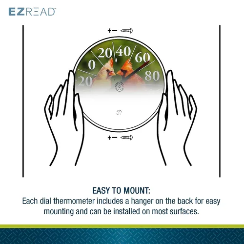 Miniatura 5 de EZREAD - Termómetro de esfera colgante 840-1211, termómetros meteorológicos para uso en interiores y exteriores, gran diámetro de 12.5 pulgadas