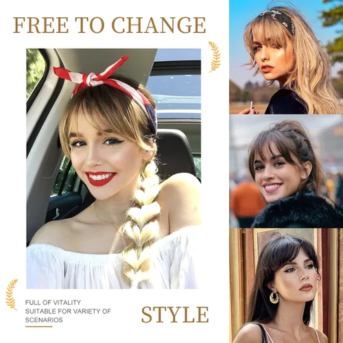 Miniatura 5 de Flufymooz Flequillo con clip, 100% cabello humano, extensiones de clip de cabello, flequillo con clip, flequillo francés, flequillo francés