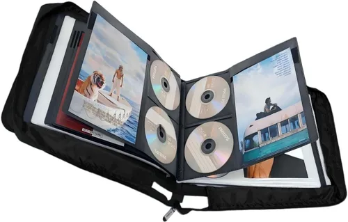 Estuche de almacenamiento de DVD y CD con páginas de portada extra anchas para películas Blu Ray, música, audio (portátil, portadiscos, organizador