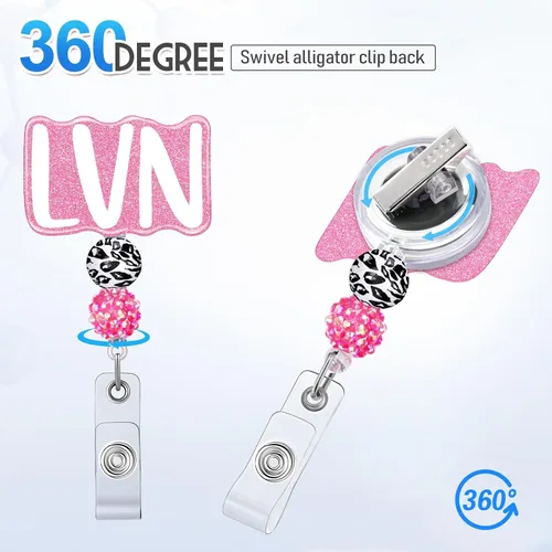 Miniatura 3 de Plifal Carrete de identificación LVN para enfermera retráctil con clip para tarjeta de identificación de enfermera licenciada y auxiliar