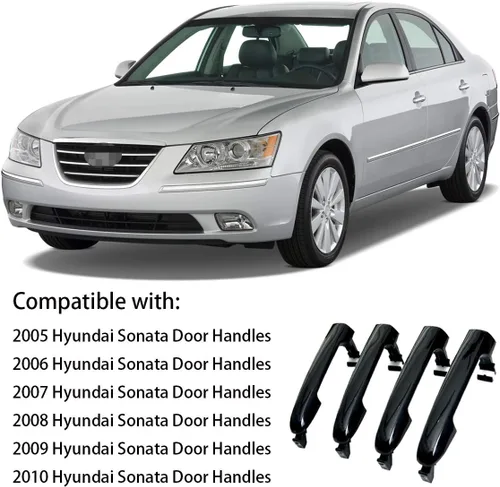Miniatura 6 de Manija de puerta compatible con Hyundai Sonata 2005 2006 2007 2008 2009 2010 82651-3K000 826513K000 exterior exterior negro delantero lado