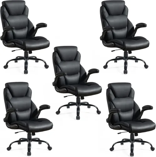 Miniatura 4 de Brage Living Silla de Oficina Grande y Alta de 400 LBS, Silla de Escritorio Ejecutiva de Cuero con Brazos Abatibles Acolchados, Silla de Computadora