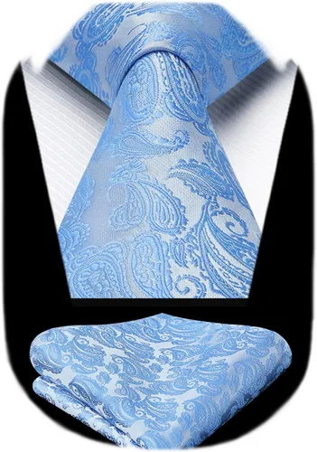 Miniatura 119 de HISDERN Corbatas para hombre, corbata de cachemira y bolsillo cuadrado tejido clásico floral para hombre, corbata de fiesta de boda