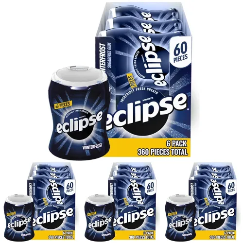 ECLIPSE Winterfrost Sugar Free Chewing Gum Bulk Pack, 60 Piece Bottle (Pack of 24)