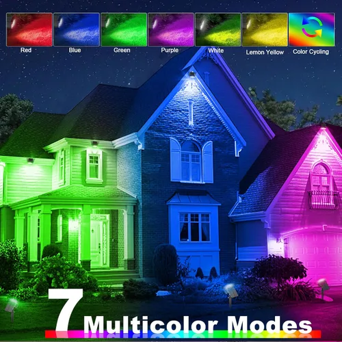 Miniatura 2 de LANSOW Focos solares para exteriores que cambian de color, [7 modos/8 unidades] Focos de paisaje de Navidad, luces solares impermeables