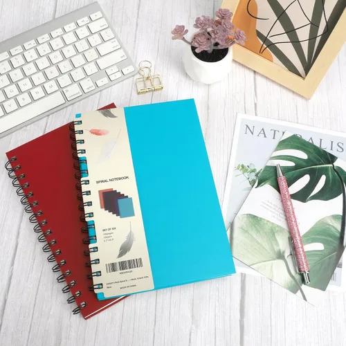 Miniatura 6 de EOOUT 6 cuadernos en espiral de tapa dura, tamaño A5, de 5.5 x 8.5 pulgadas, 160 páginas para trabajo, oficina