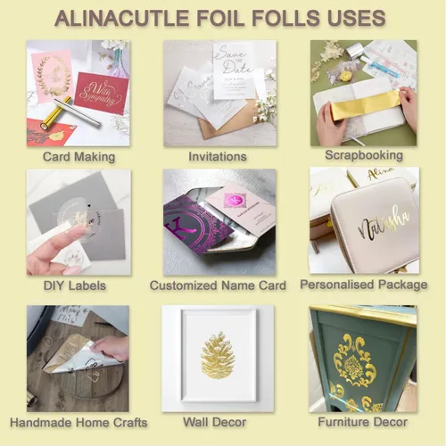 Miniatura 3 de Alinacutle Rollo de lámina reactiva de tóner láser de color morado claro, morado claro, lámina caliente de transferencia metálica para álbumes