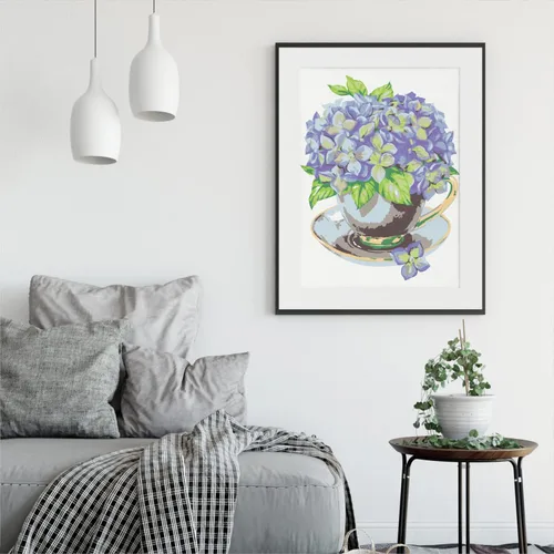 Miniatura 5 de ARTEZA Pintura por números para adultos, 12 x 16 pulgadas, 21 piezas, kit de pintura de flores de hortensias por números, 1 panel de lienzo, 12