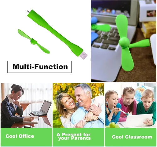 Miniatura 3 de Sokelinn-six Ventilador flexible USB, mini ventiladores de refrigeración portátiles alimentados por USB para banco de energía, portátil, PC, Verde