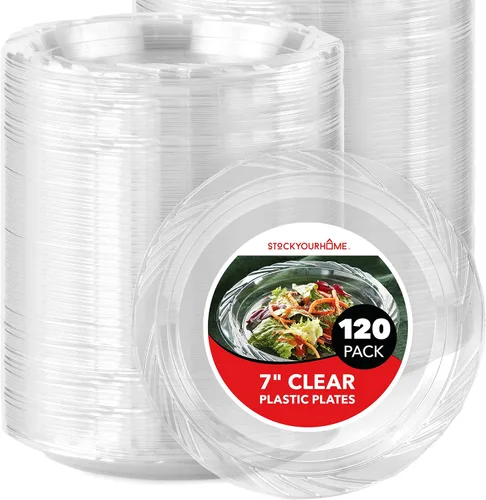Miniatura 9 de Stock Your Home 240 unidades, platos de plástico transparente de 7 pulgadas, flexibles, platos desechables resistentes para fiestas, para recepción